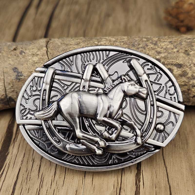 Fibbia per cintura ovale da cowboy in metallo