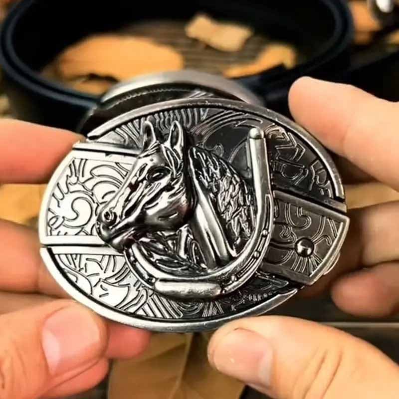 Fibbia per cintura ovale da cowboy in metallo