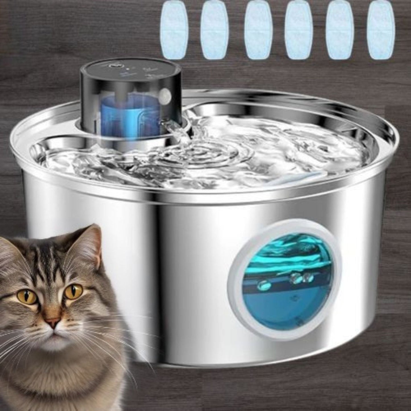 Fontanella d'acqua wireless per gatti | Alimentazione a batteria
