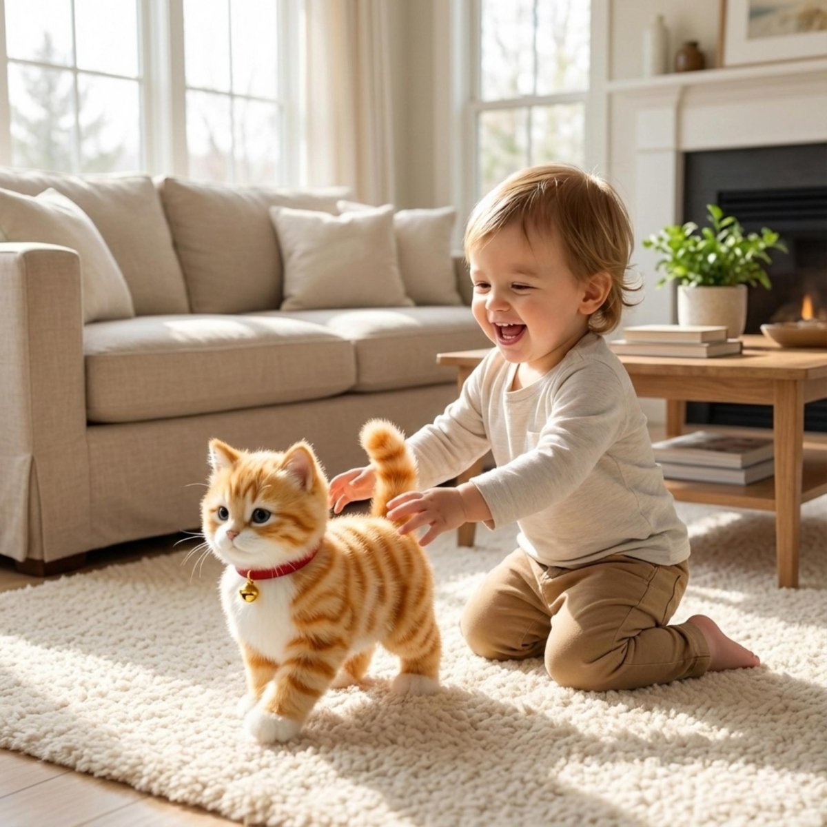 Gatto Giocattolo Interattivo in Peluche con Movimenti Realistici per Bambini