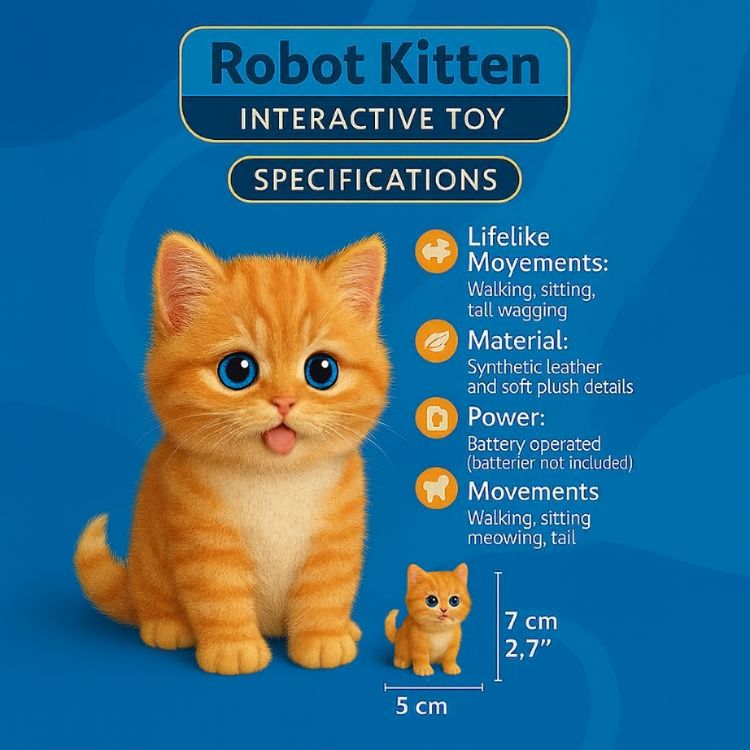 Gatto Giocattolo Interattivo in Peluche con Movimenti Realistici per Bambini