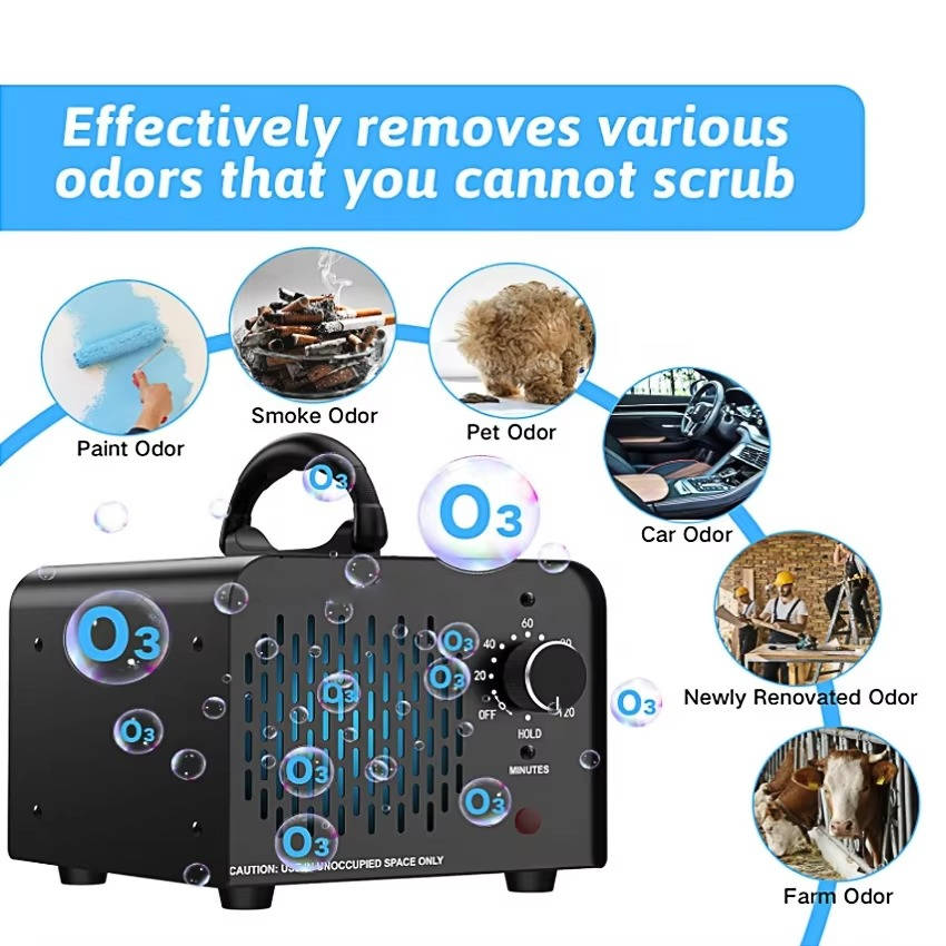 Generatore di Ozono ad Alta Capacità da 70.000 Mg/h con Neutralizzatore di Odori, Eliminazione Odori Fino a 6000 Piedi Quadrati, Ionizzatore e Ozonizzatore per Fumo, Auto, Seminterrato e Stanza degli Animali Domestici