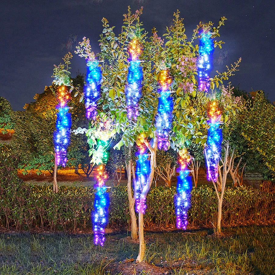 Ghirlanda Luminosa a LED Effetto Pioggia di Meteoriti – Illuminazione Multicolore da Esterno – Ideale per un'Atmosfera Vivace e Dinamica in Giardino