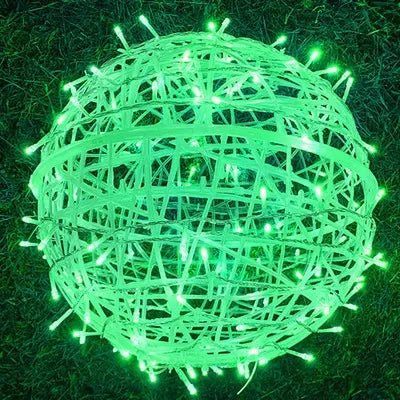 Ghirlanda Luminosa Decorativa da Esterno con Sfere in Rattan - Illuminazione da Giardino - Sfere Decorative