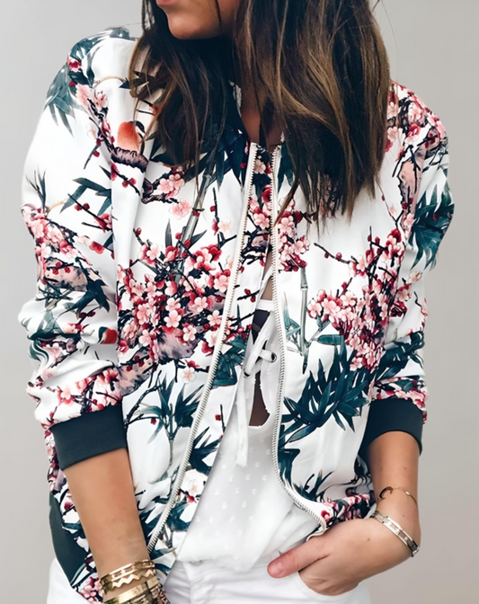 Giacca Bomber da Donna Elegante a Motivo Floreale