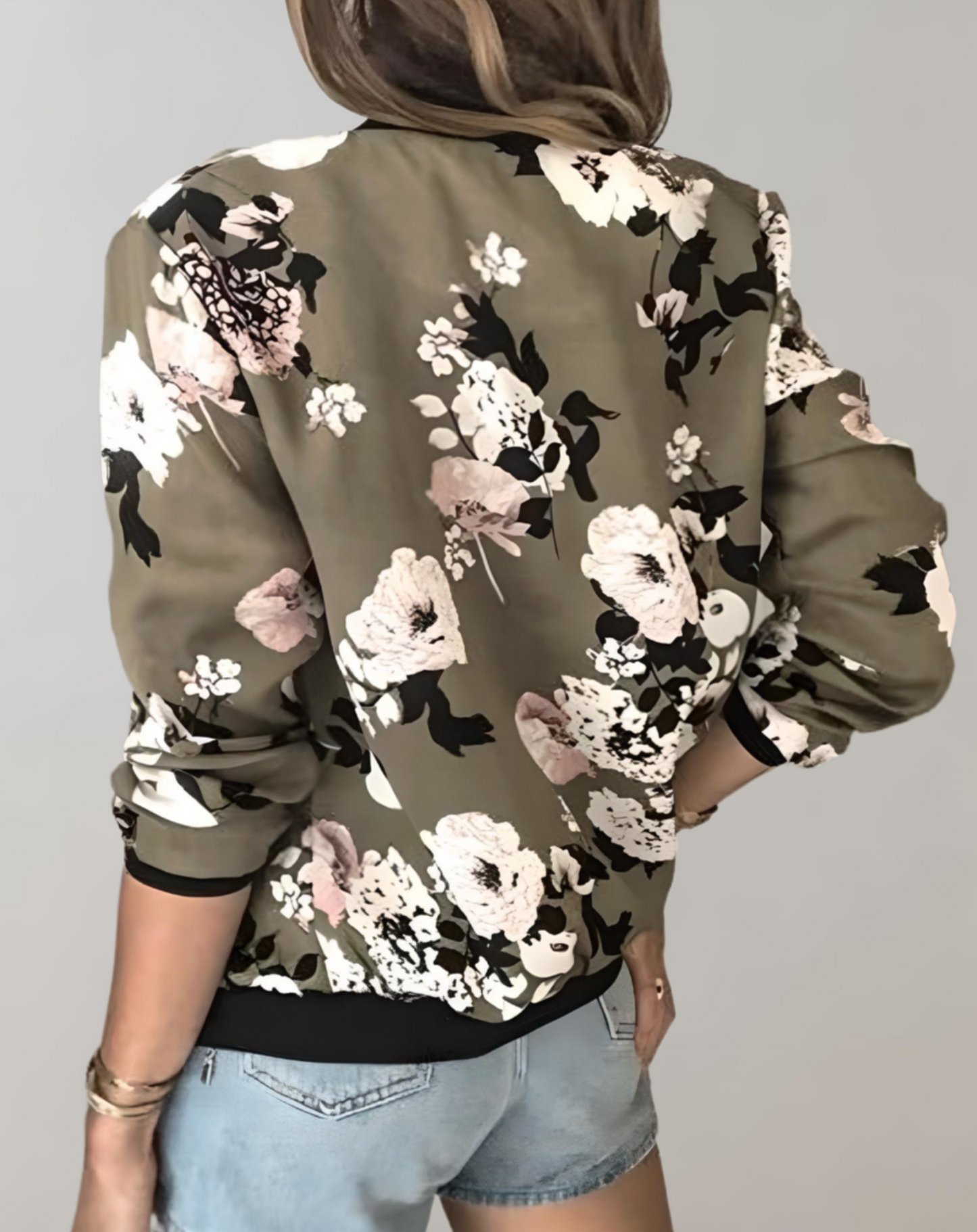 Giacca Bomber da Donna Elegante a Motivo Floreale