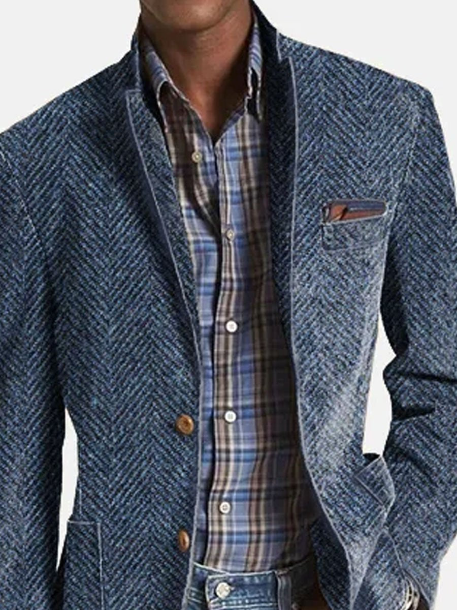 Giacca Casual in Camoscio con Motivo Spinato