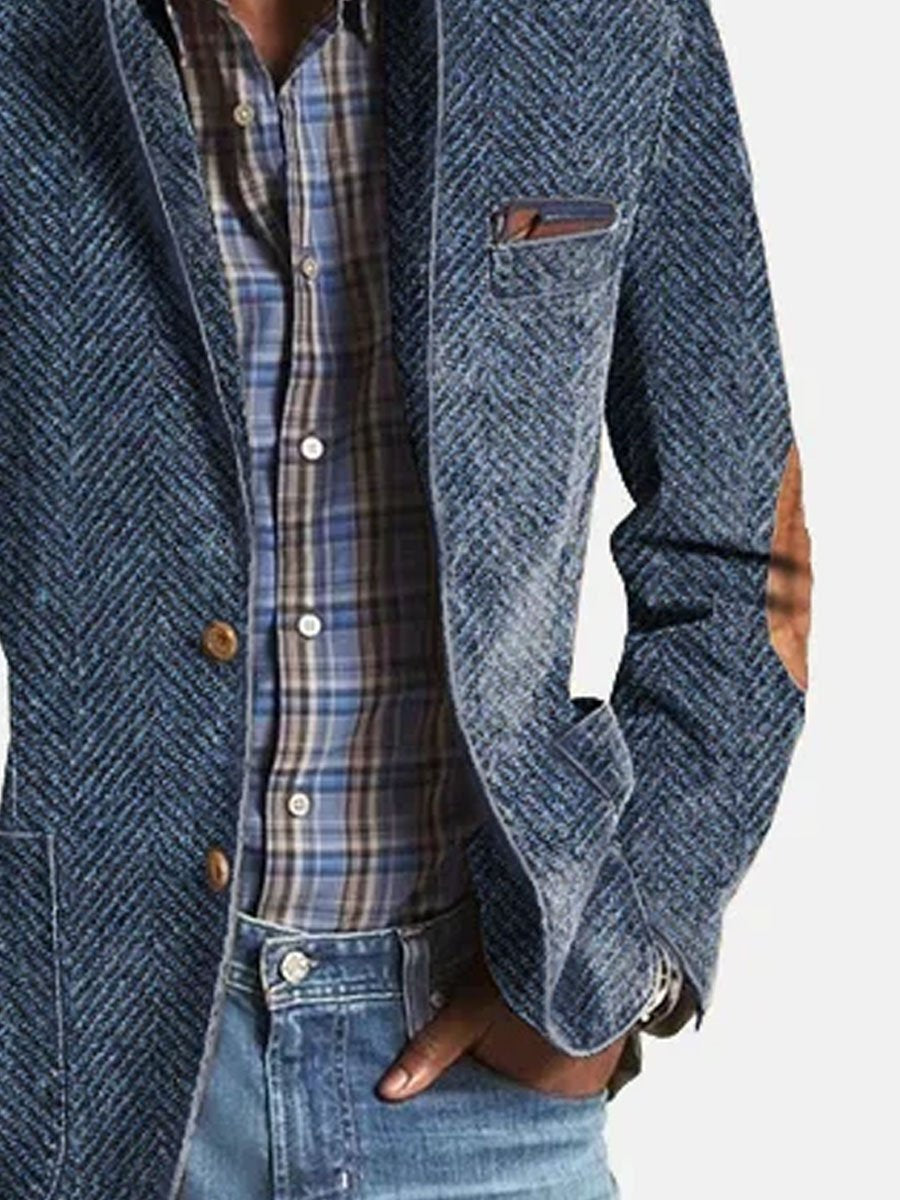 Giacca Casual in Camoscio con Motivo Spinato