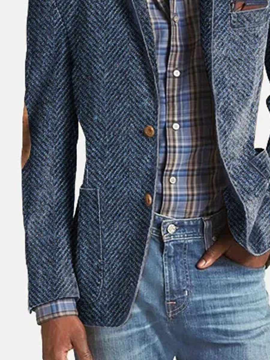 Giacca Casual in Camoscio con Motivo Spinato