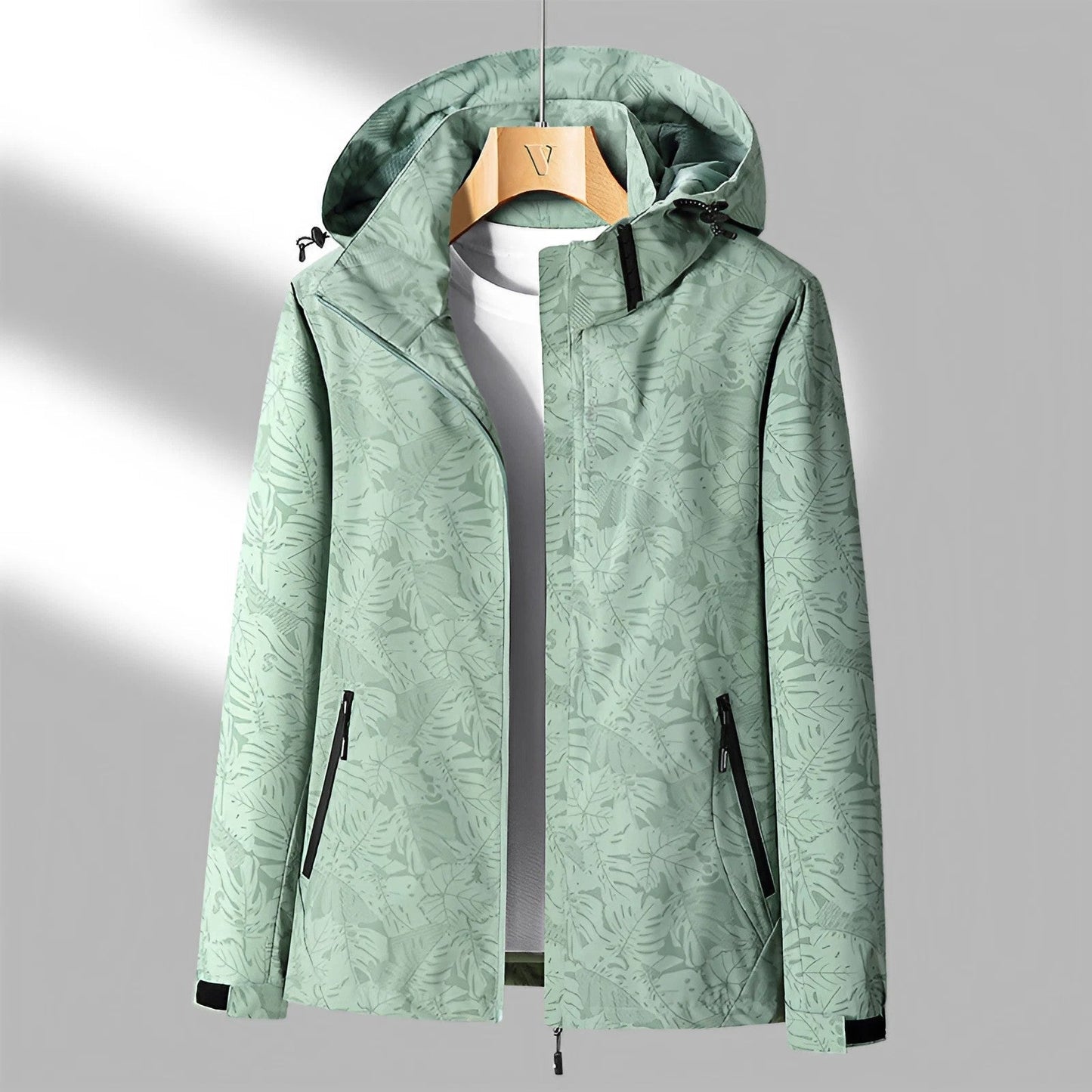 Giacca da donna con cappuccio e zip a fantasia floreale