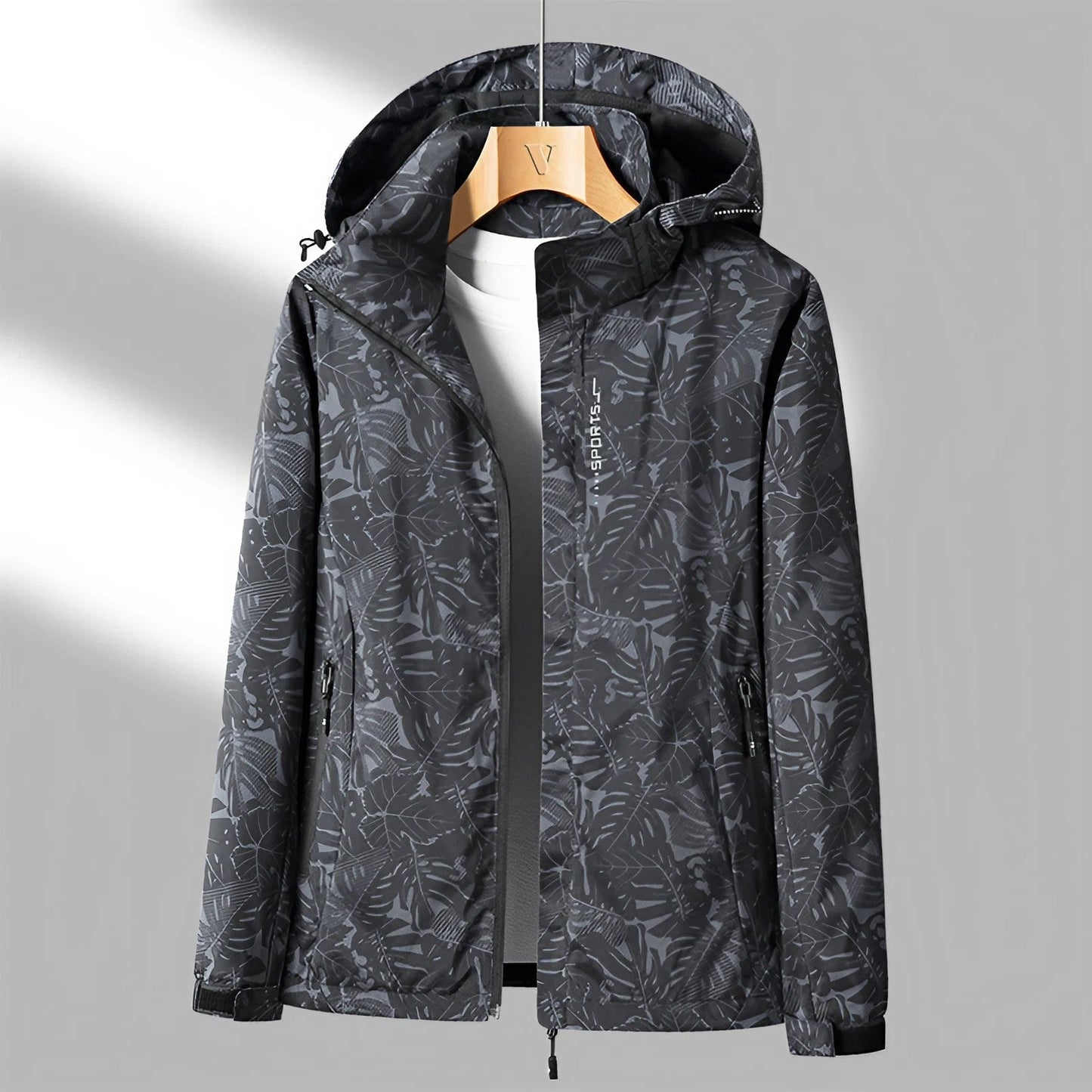 Giacca da donna con cappuccio e zip a fantasia floreale
