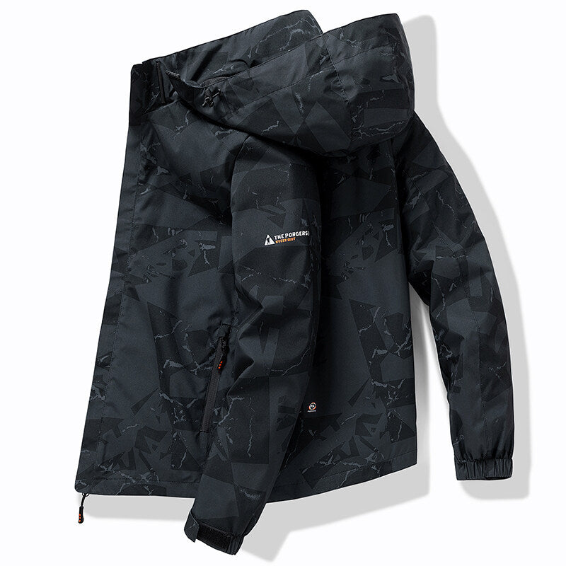 Giacca da sci da uomo con cappuccio dal design sportivo ed elegante