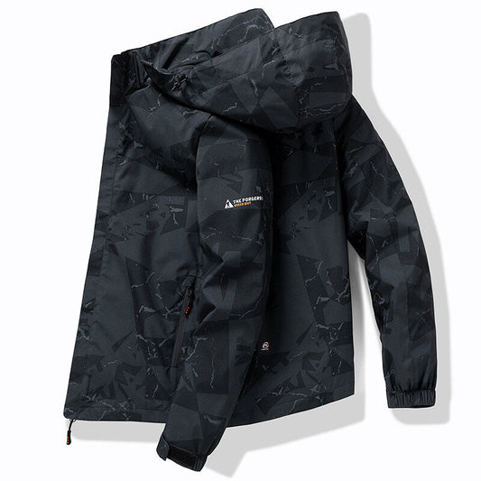 Giacca da sci da uomo con cappuccio dal design sportivo ed elegante