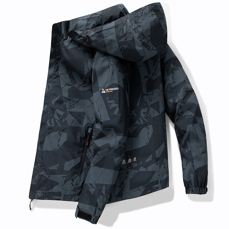Giacca da sci da uomo con cappuccio dal design sportivo ed elegante
