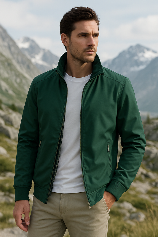 Giacca da uomo antivento dal design minimalista con morbida fodera