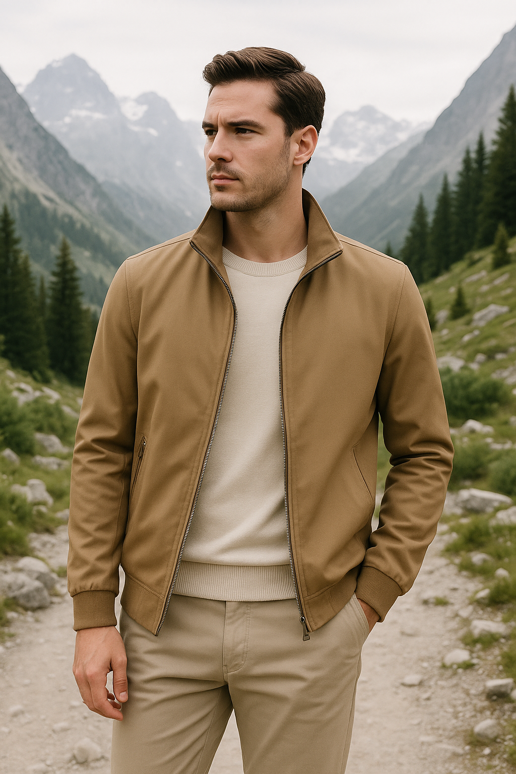 Giacca da uomo antivento dal design minimalista con morbida fodera