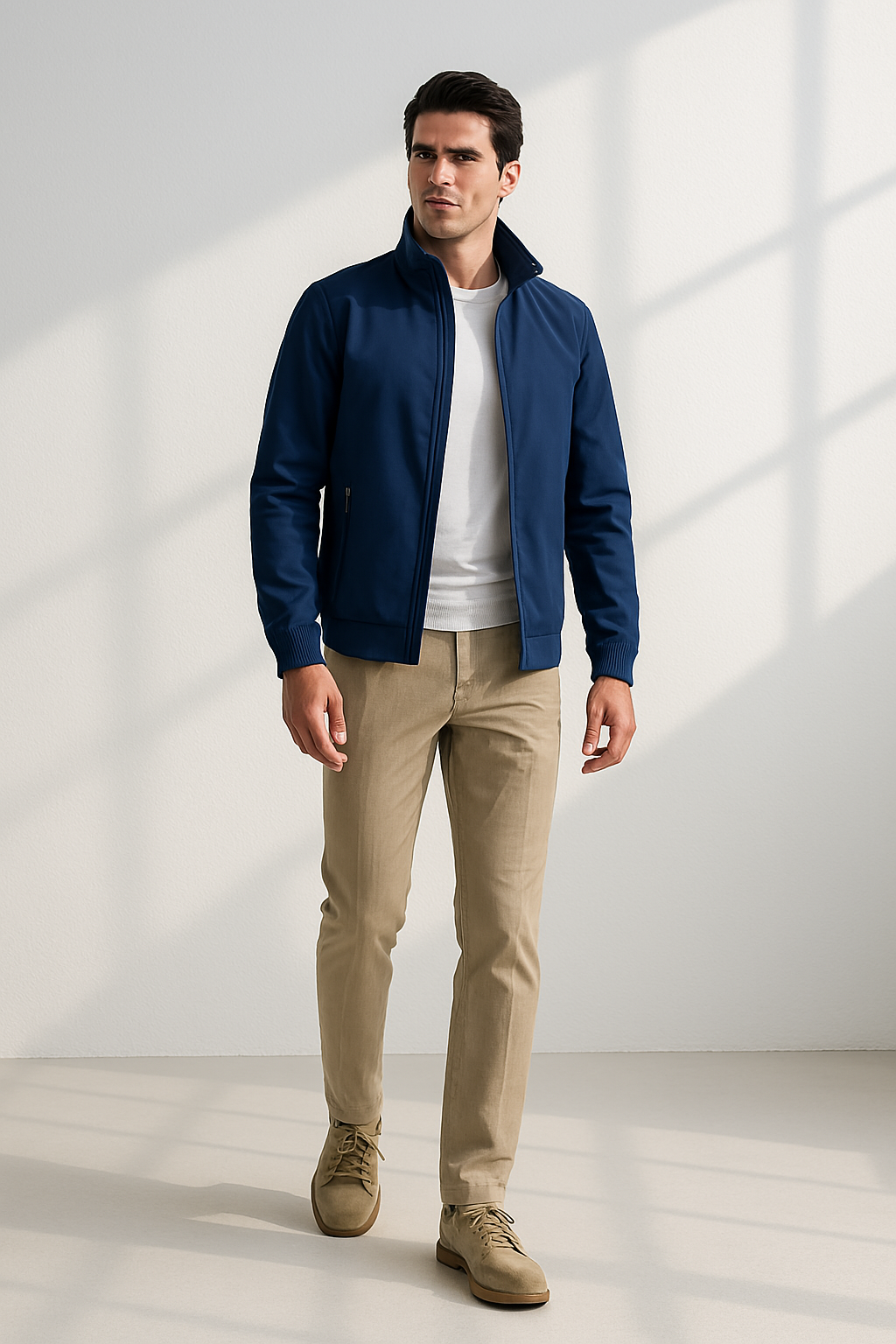 Giacca da uomo antivento dal design minimalista con morbida fodera