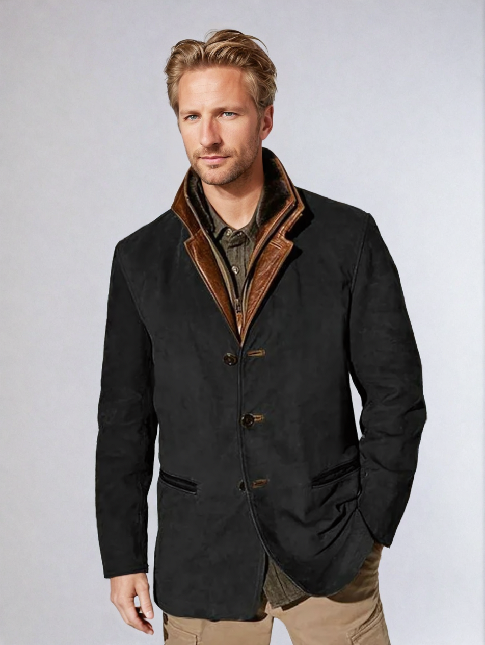 Giacca da uomo in pelle di cervo in stile vintage – Eleganza classica e comfort moderno