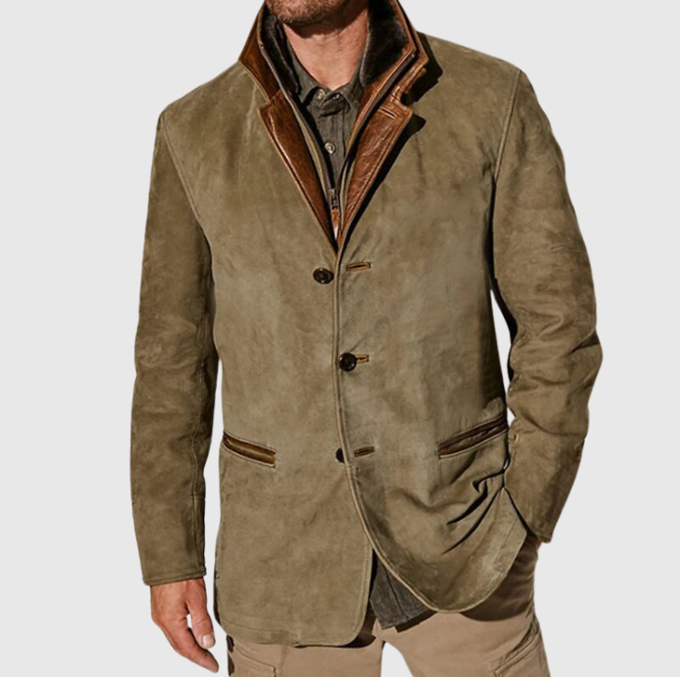 Giacca da uomo in pelle di cervo in stile vintage – Eleganza classica e comfort moderno