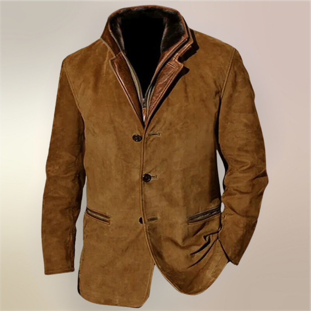 Giacca da uomo in pelle di cervo in stile vintage – Eleganza classica e comfort moderno