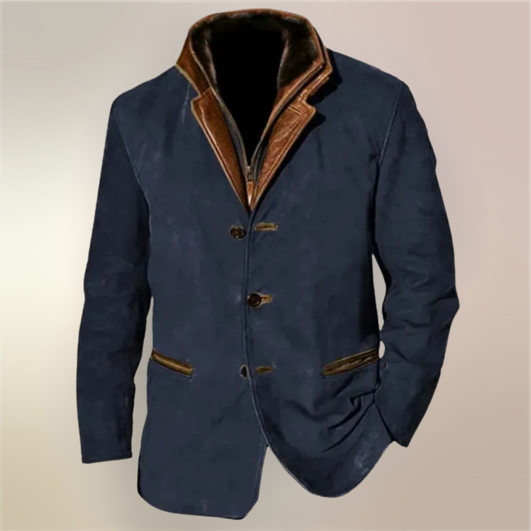 Giacca da uomo in pelle di cervo in stile vintage – Eleganza classica e comfort moderno