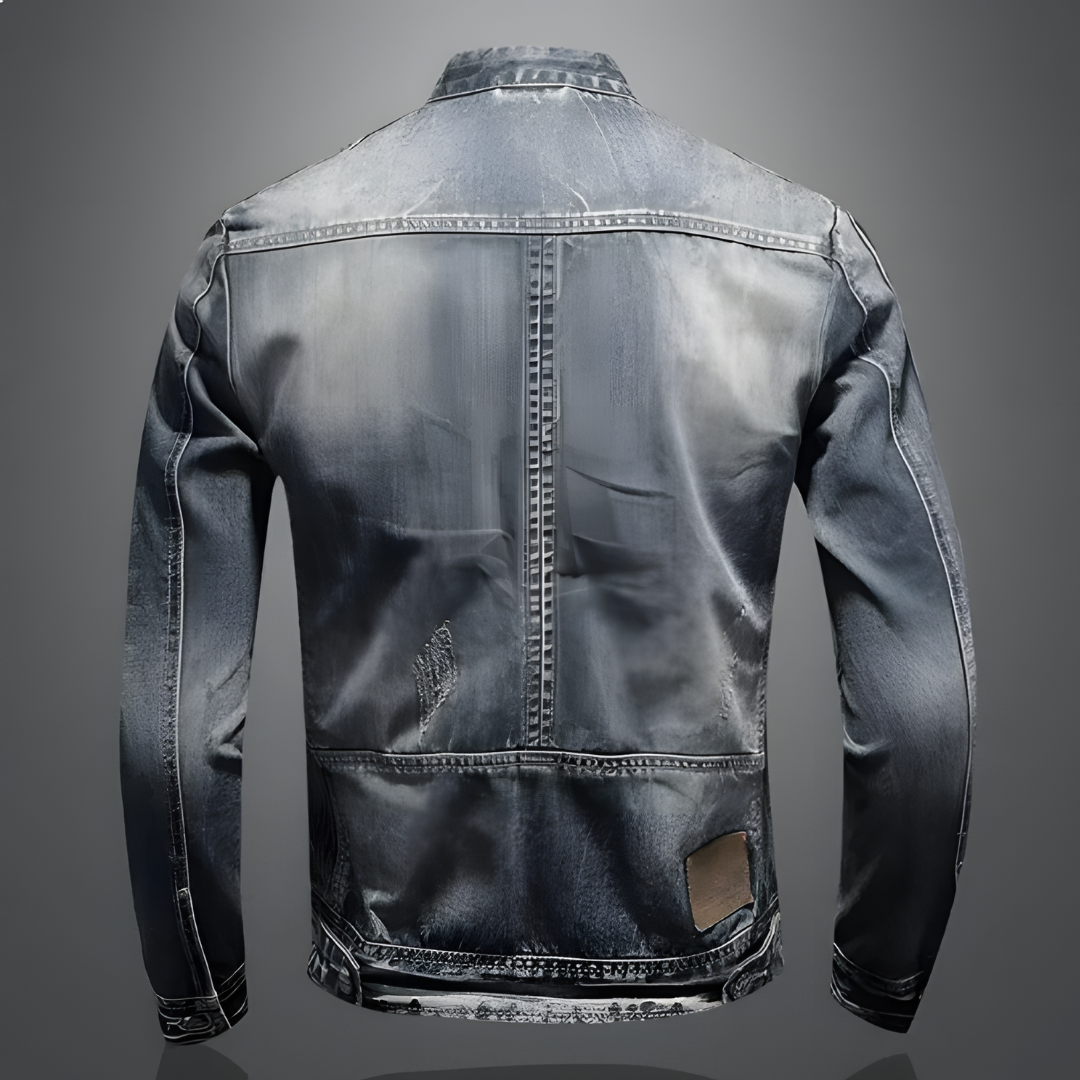 Giacca di jeans retro in classico stile biker