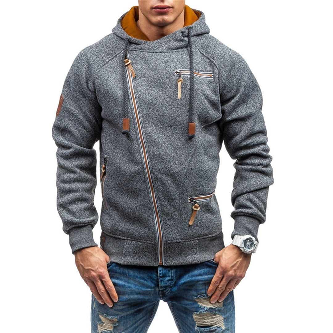 Giacca in pile da uomo con cappuccio e zip