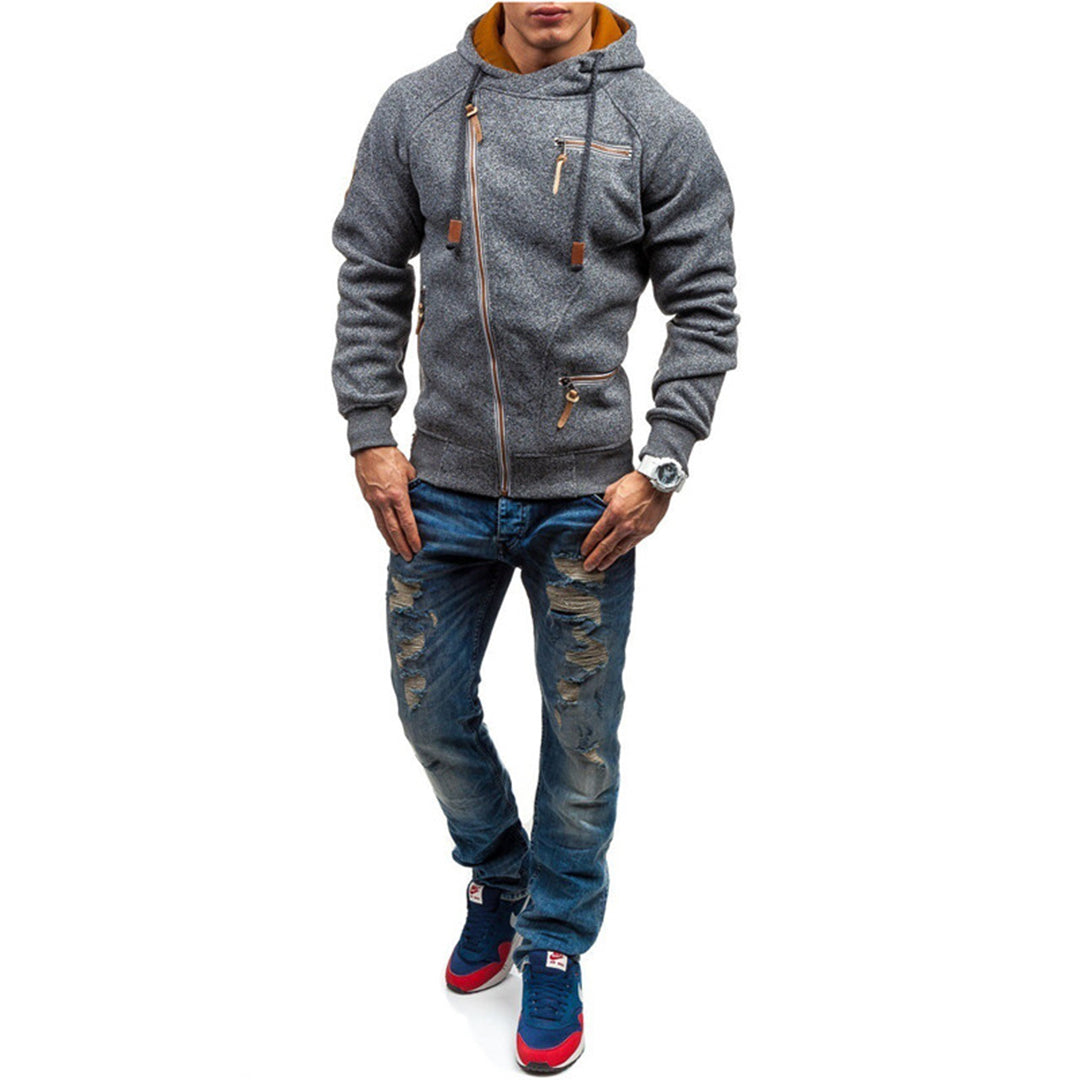 Giacca in pile da uomo con cappuccio e zip