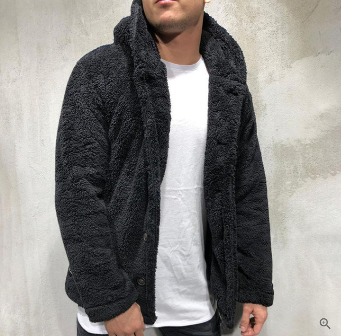 Giacca in sherpa con cappuccio da uomo