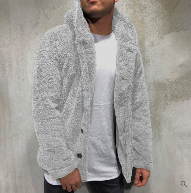 Giacca in sherpa con cappuccio da uomo