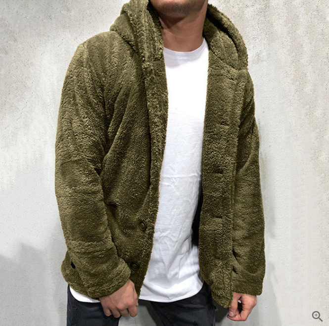 Giacca in sherpa con cappuccio da uomo