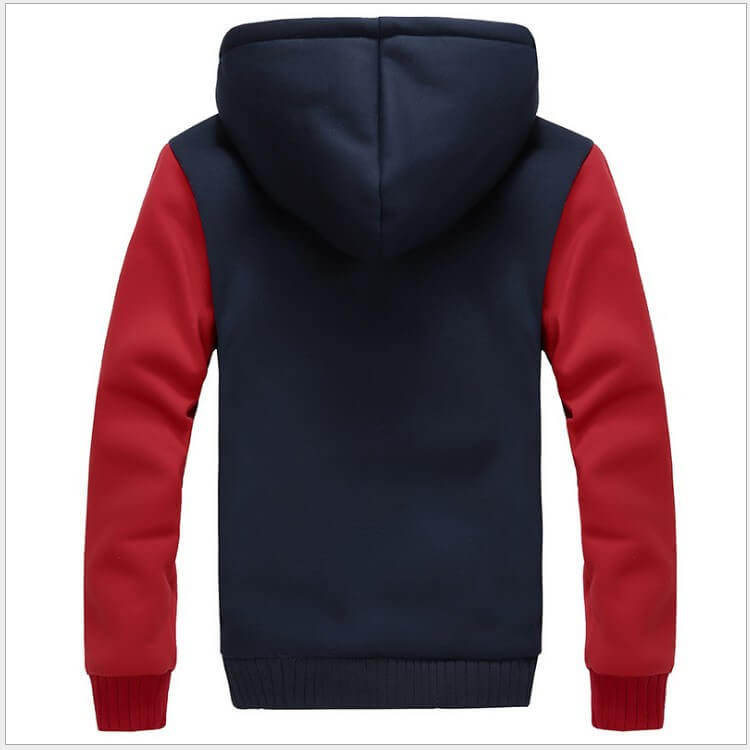 Giacca invernale da uomo in pile con cappuccio e zip