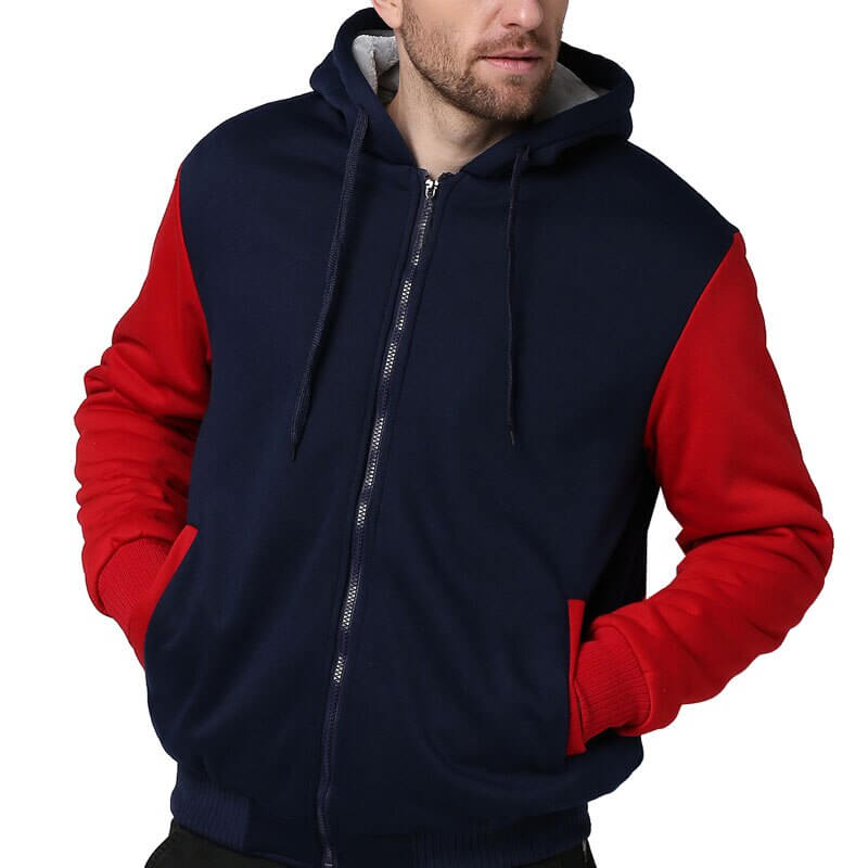 Giacca invernale da uomo in pile con cappuccio e zip