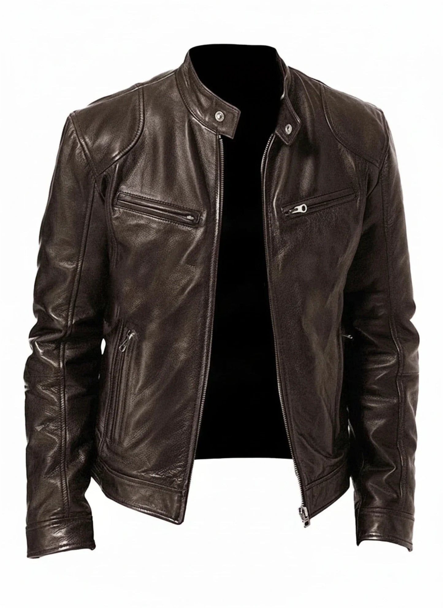Giacca racer da uomo slim fit effetto pelle