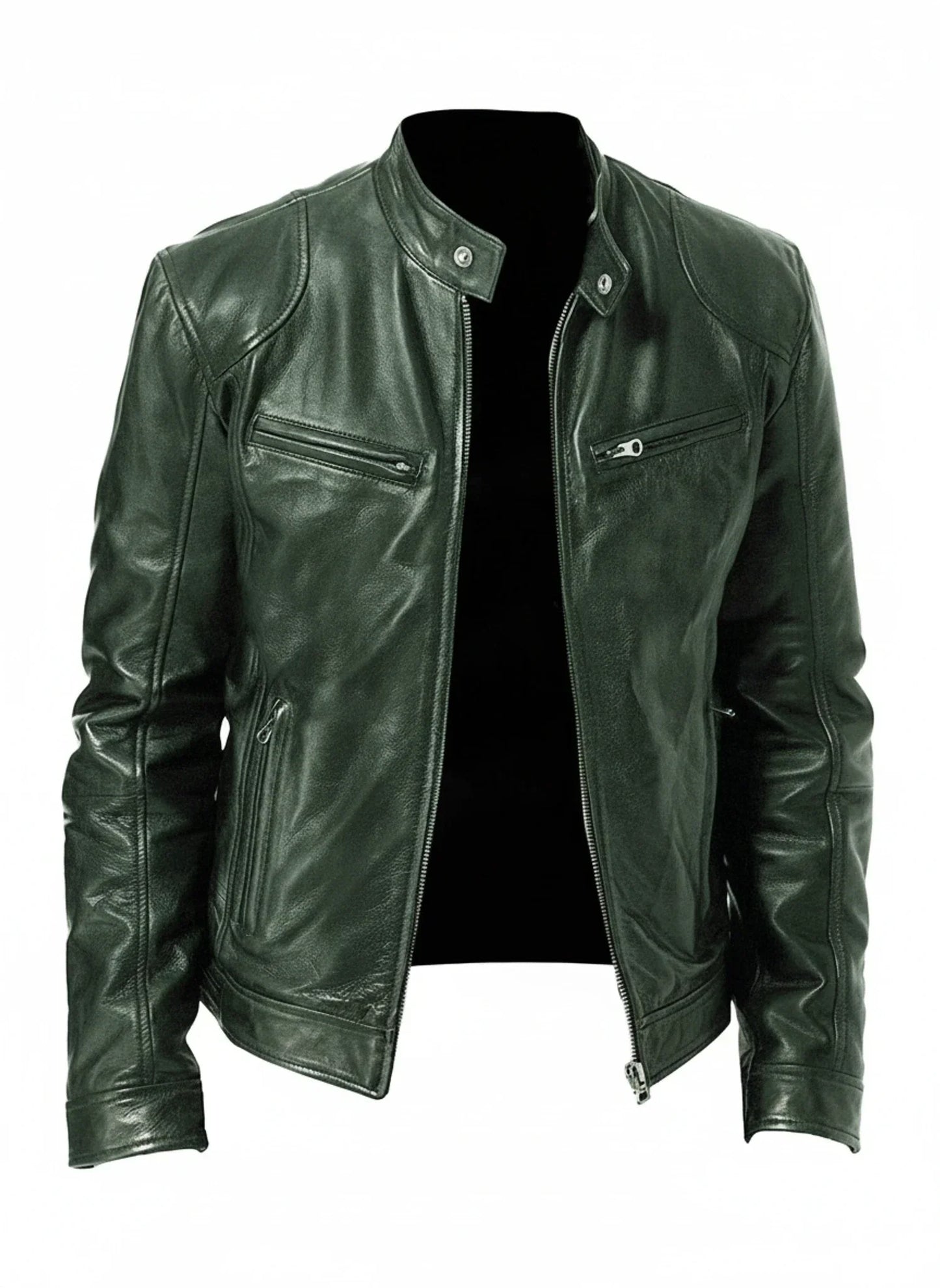 Giacca racer da uomo slim fit effetto pelle
