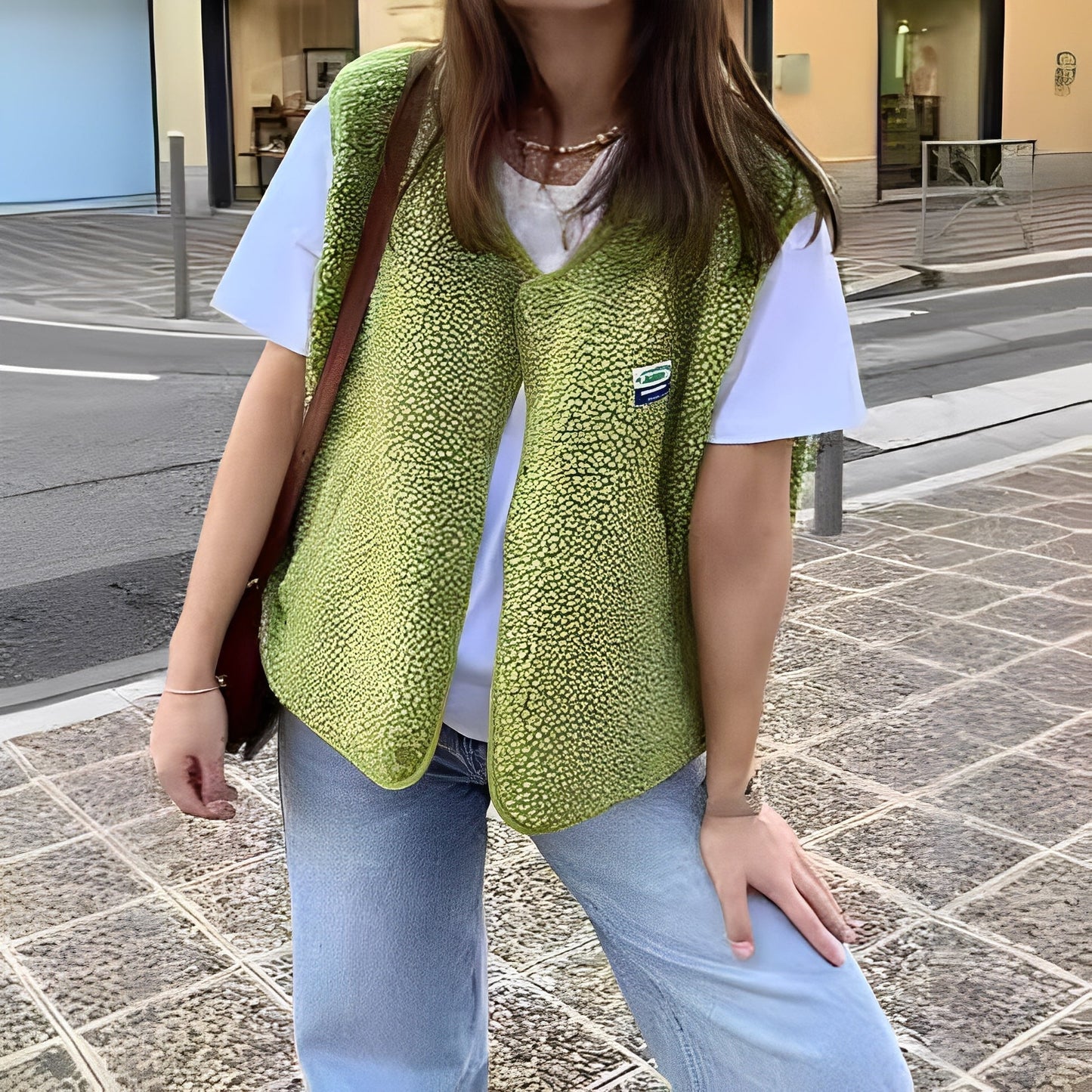 Gilet da Donna Smanicato con Bottoni a Pressione e Girocollo