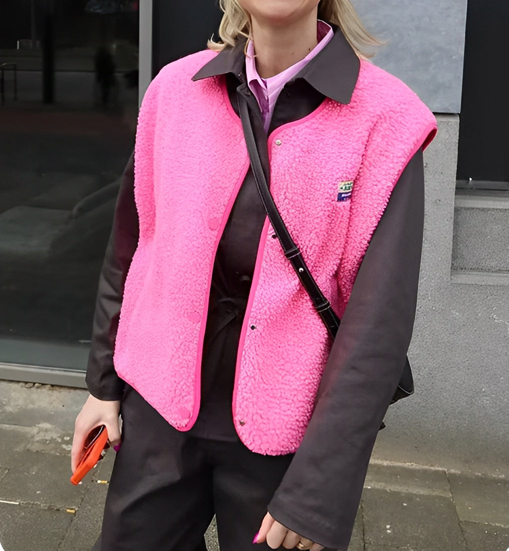 Gilet da Donna Smanicato con Bottoni a Pressione e Girocollo