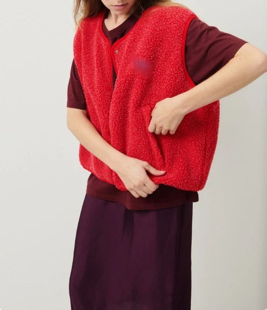 Gilet da Donna Smanicato con Bottoni a Pressione e Girocollo