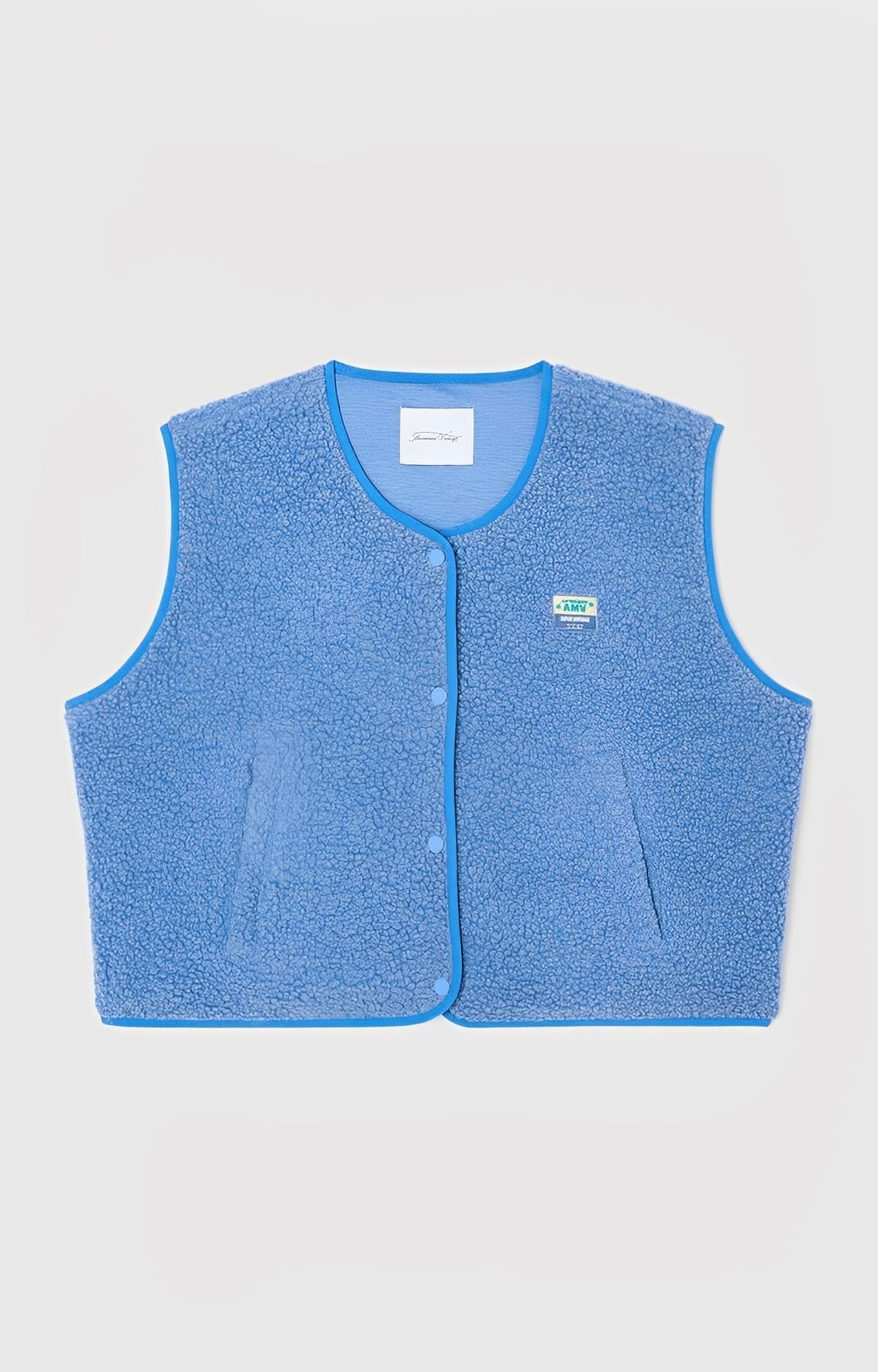 Gilet da Donna Smanicato con Bottoni a Pressione e Girocollo