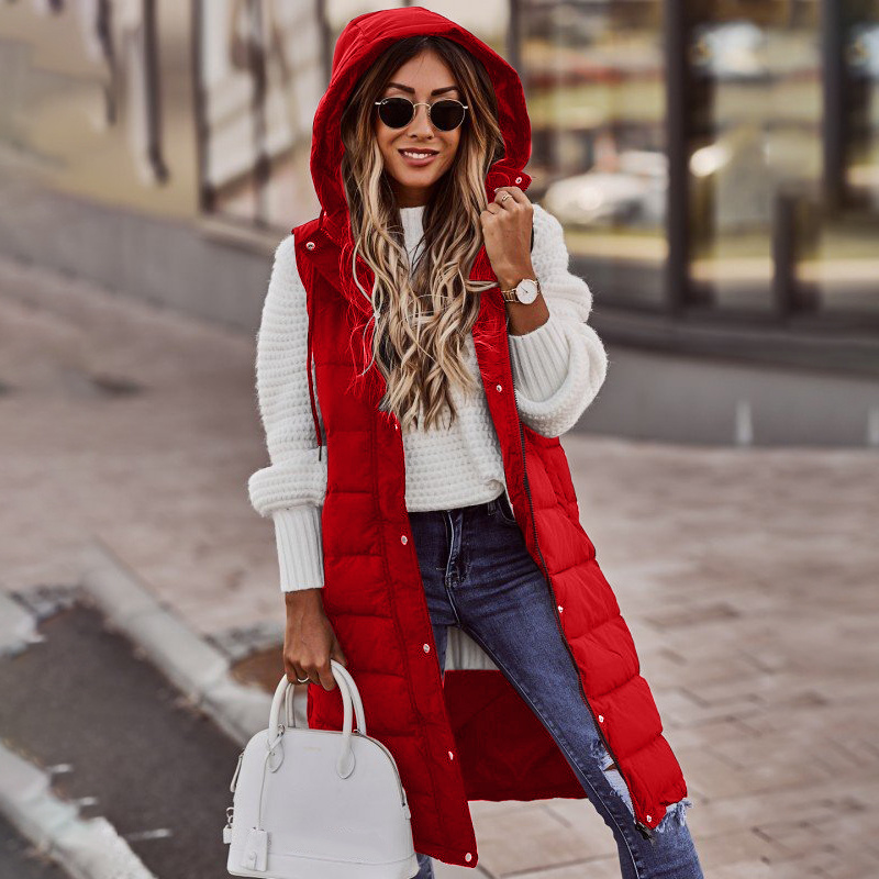 Gilet imbottito da donna con cappuccio
