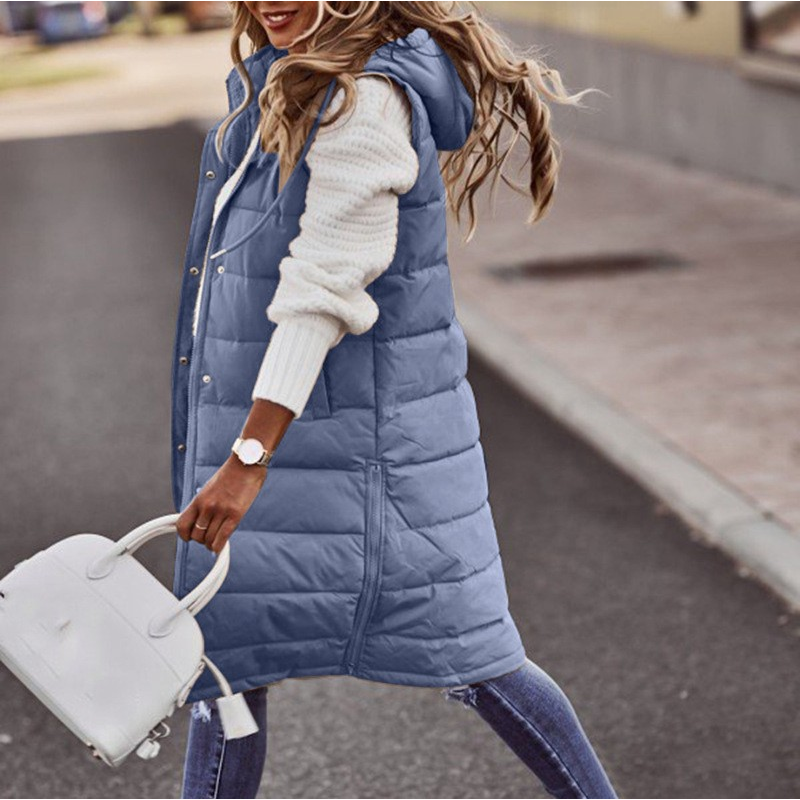 Gilet imbottito da donna con cappuccio