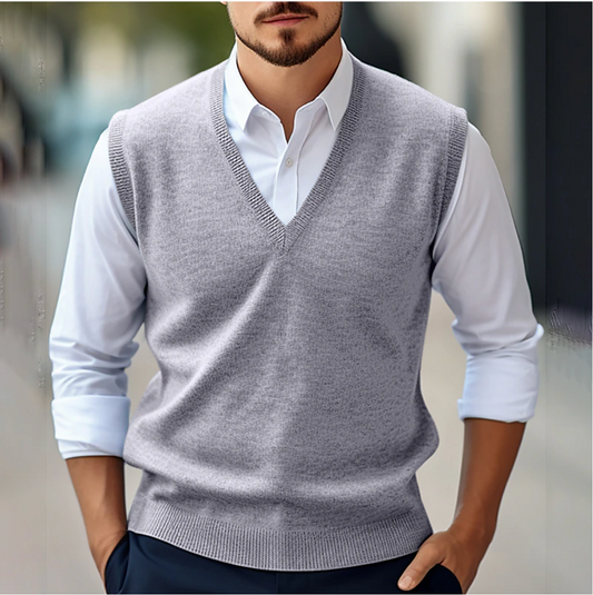 Gilet in Maglia da Uomo Senza Maniche con Scollo a V | Moda Maschile Primaverile e Autunnale