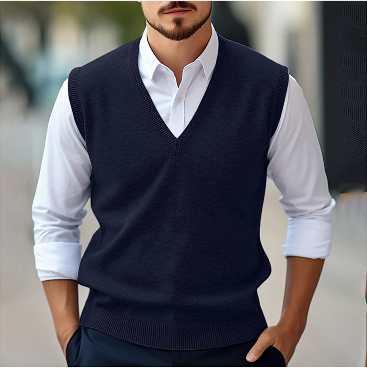 Gilet in Maglia da Uomo Senza Maniche con Scollo a V | Moda Maschile Primaverile e Autunnale