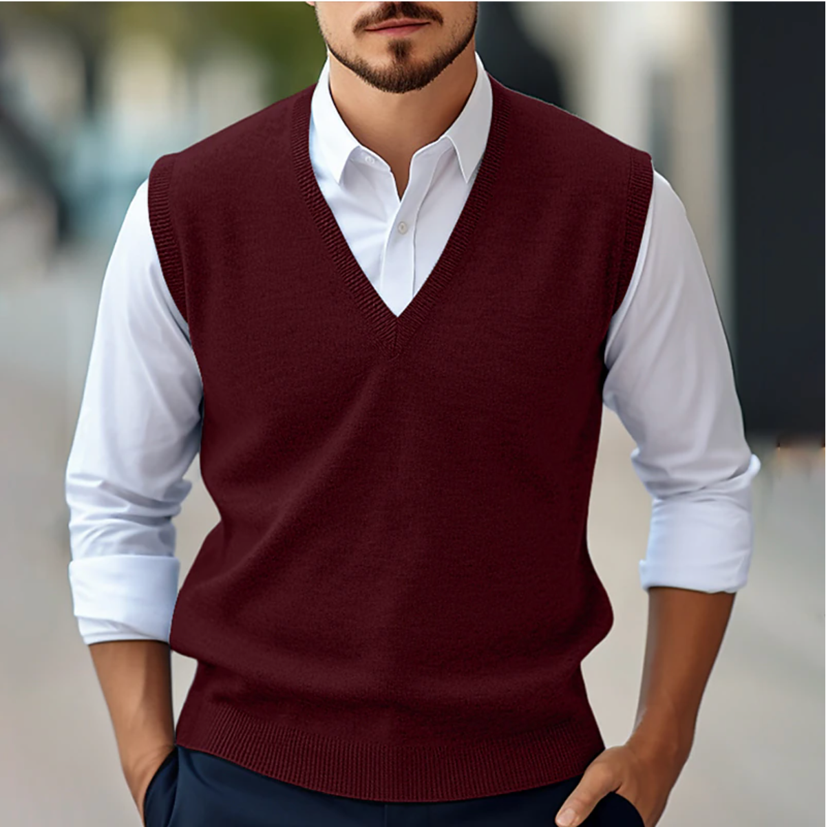 Gilet in Maglia da Uomo Senza Maniche con Scollo a V | Moda Maschile Primaverile e Autunnale