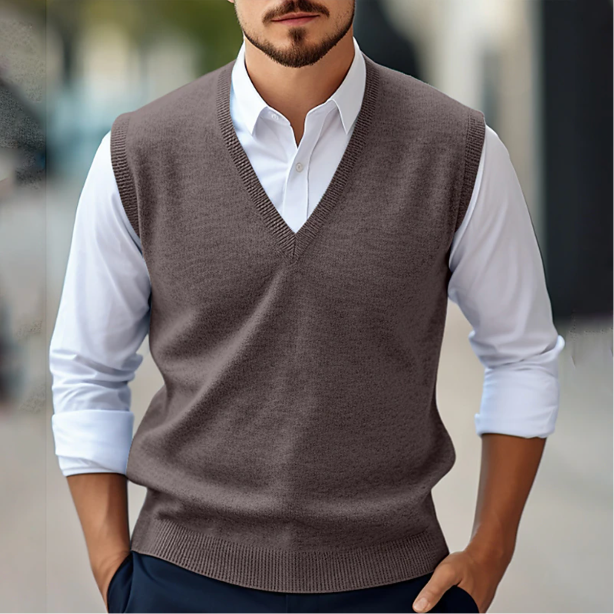 Gilet in Maglia da Uomo Senza Maniche con Scollo a V | Moda Maschile Primaverile e Autunnale