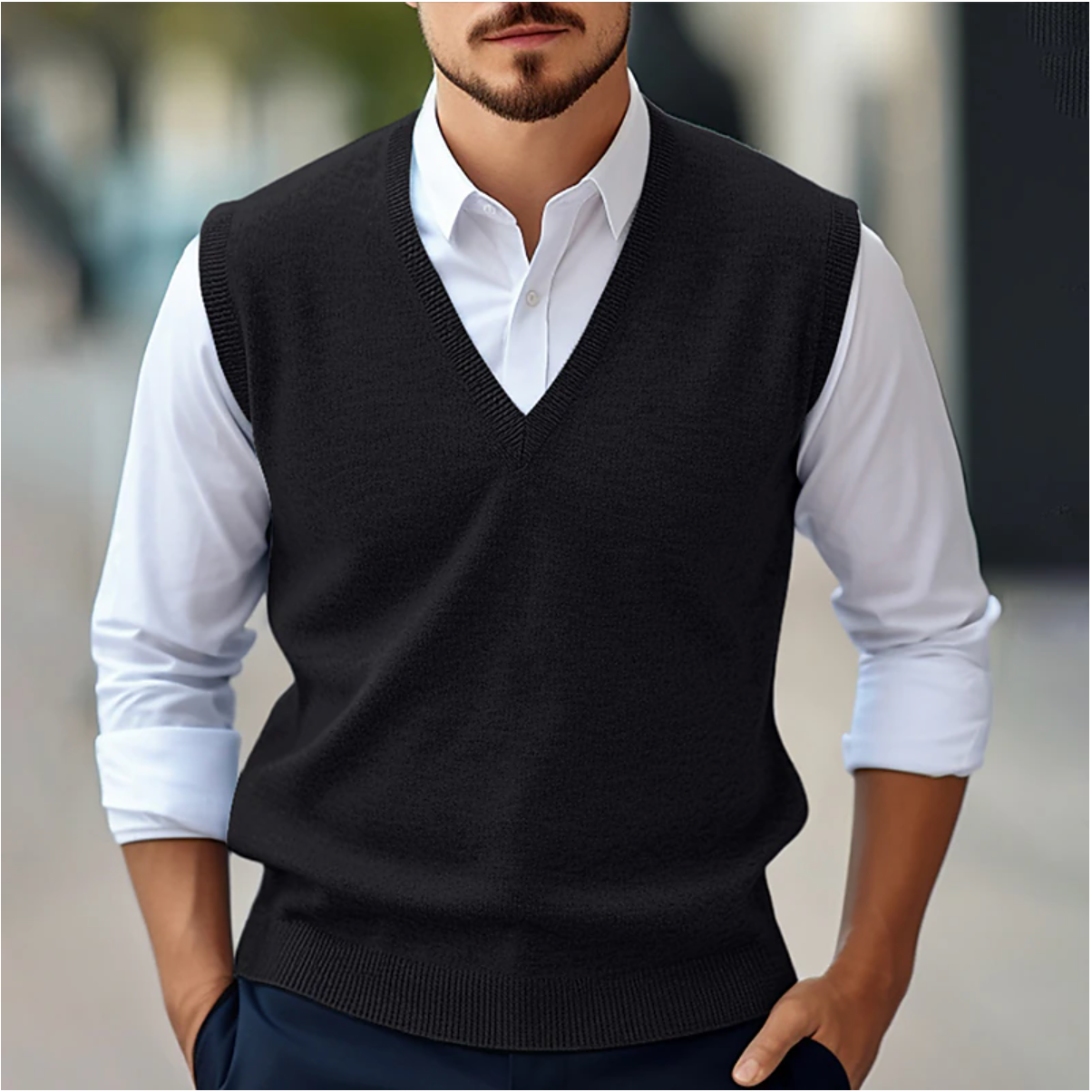 Gilet in Maglia da Uomo Senza Maniche con Scollo a V | Moda Maschile Primaverile e Autunnale