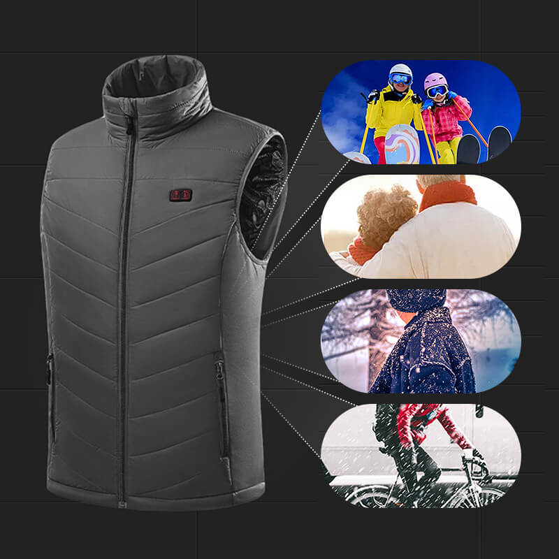 Gilet riscaldato in grafene | Zone riscaldanti ricaricabili tramite USB | Nero