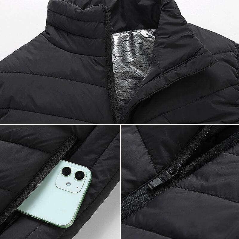 Gilet riscaldato in grafene | Zone riscaldanti ricaricabili tramite USB | Nero