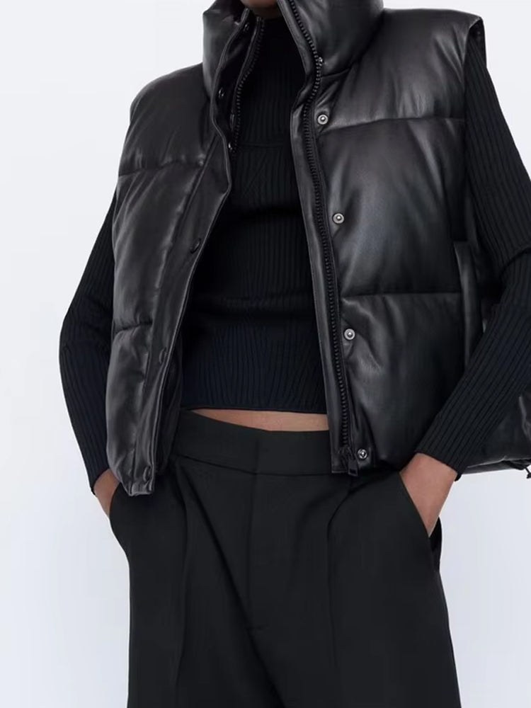 Gilet Smanicato da Donna in Pelle
