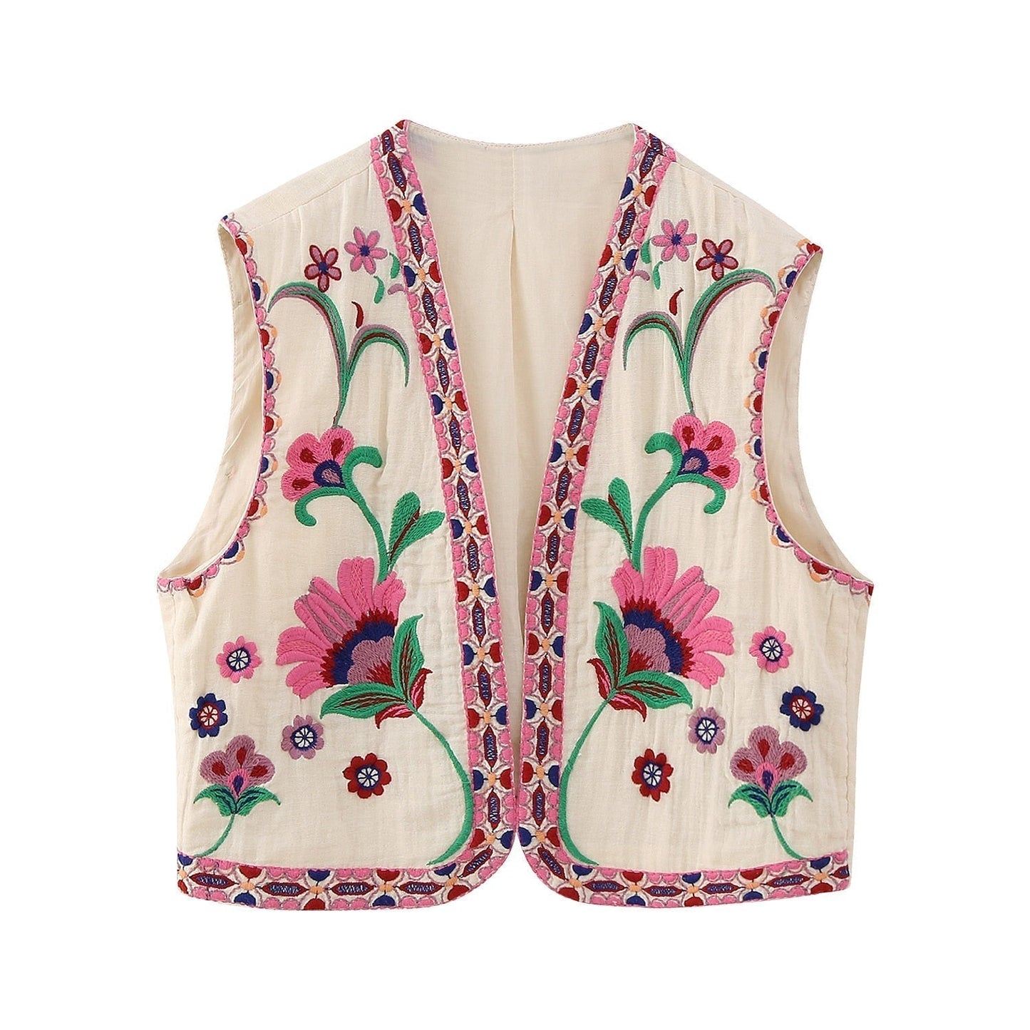 Gilet Vintage da Donna – Gilet Ricamato a Fiori, Elegante e Raffinato